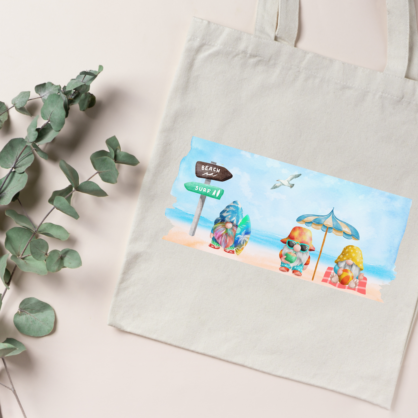 Beach Gnomes Tote Bag - 16" H x 15" W