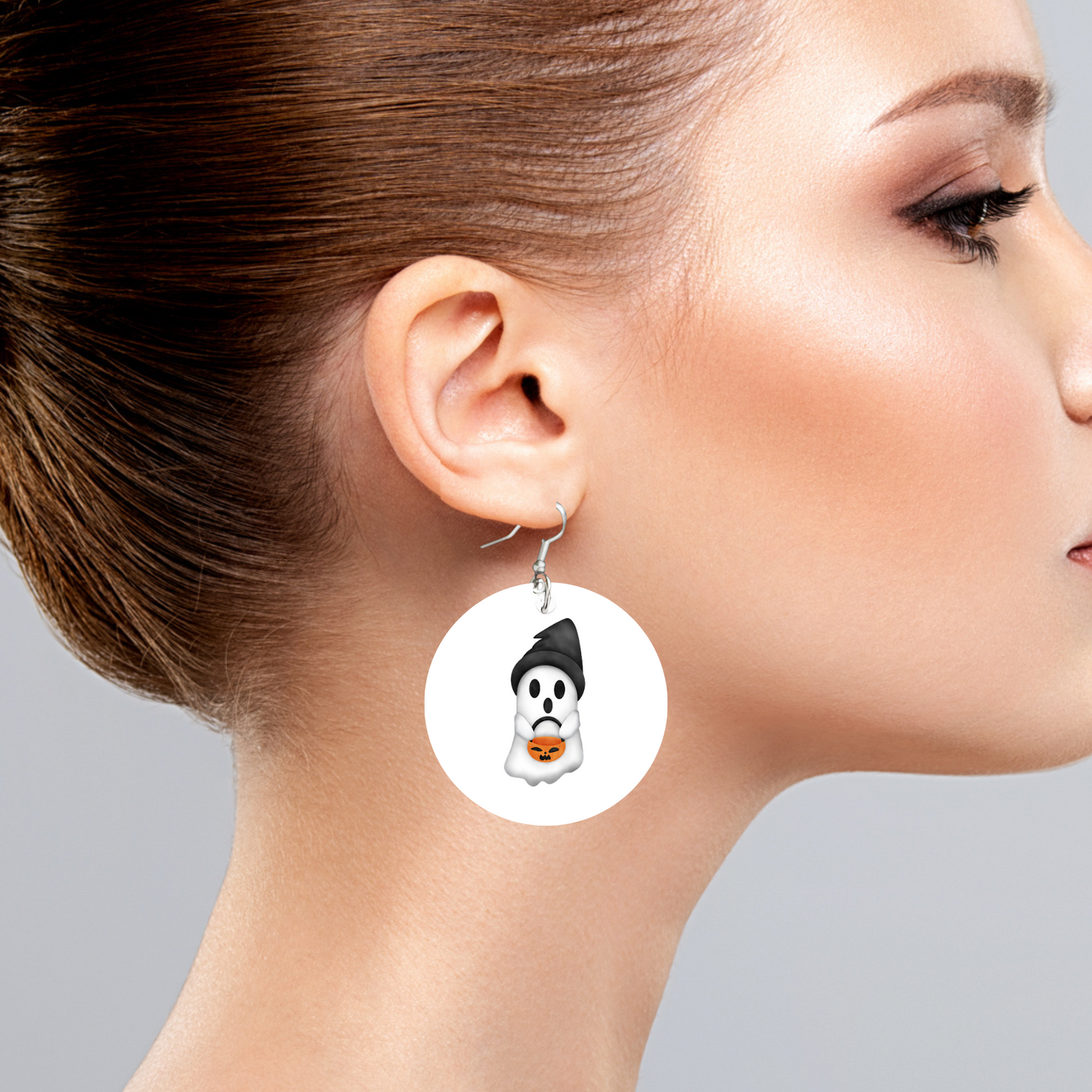 Boo! Wood Earrings - Silver Plated Hooks