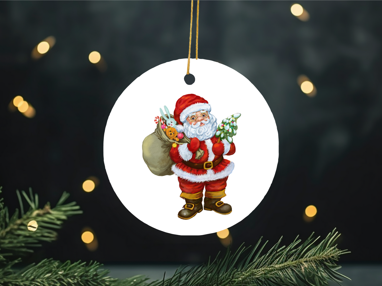 Santa with Sack Ornament -2.75" x 2.75"