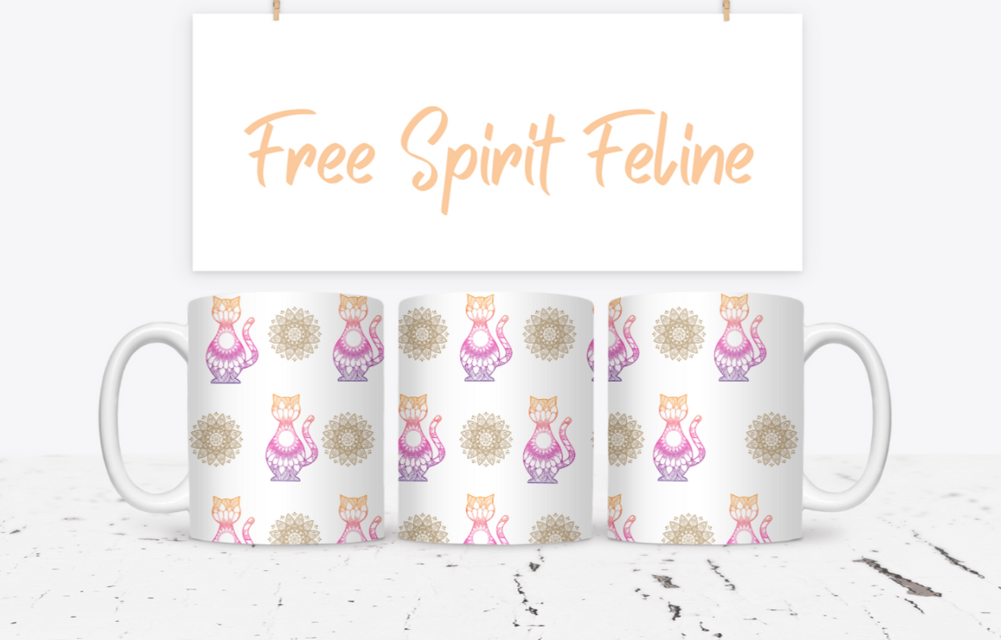 Free Spirit Feline Mug - 15oz