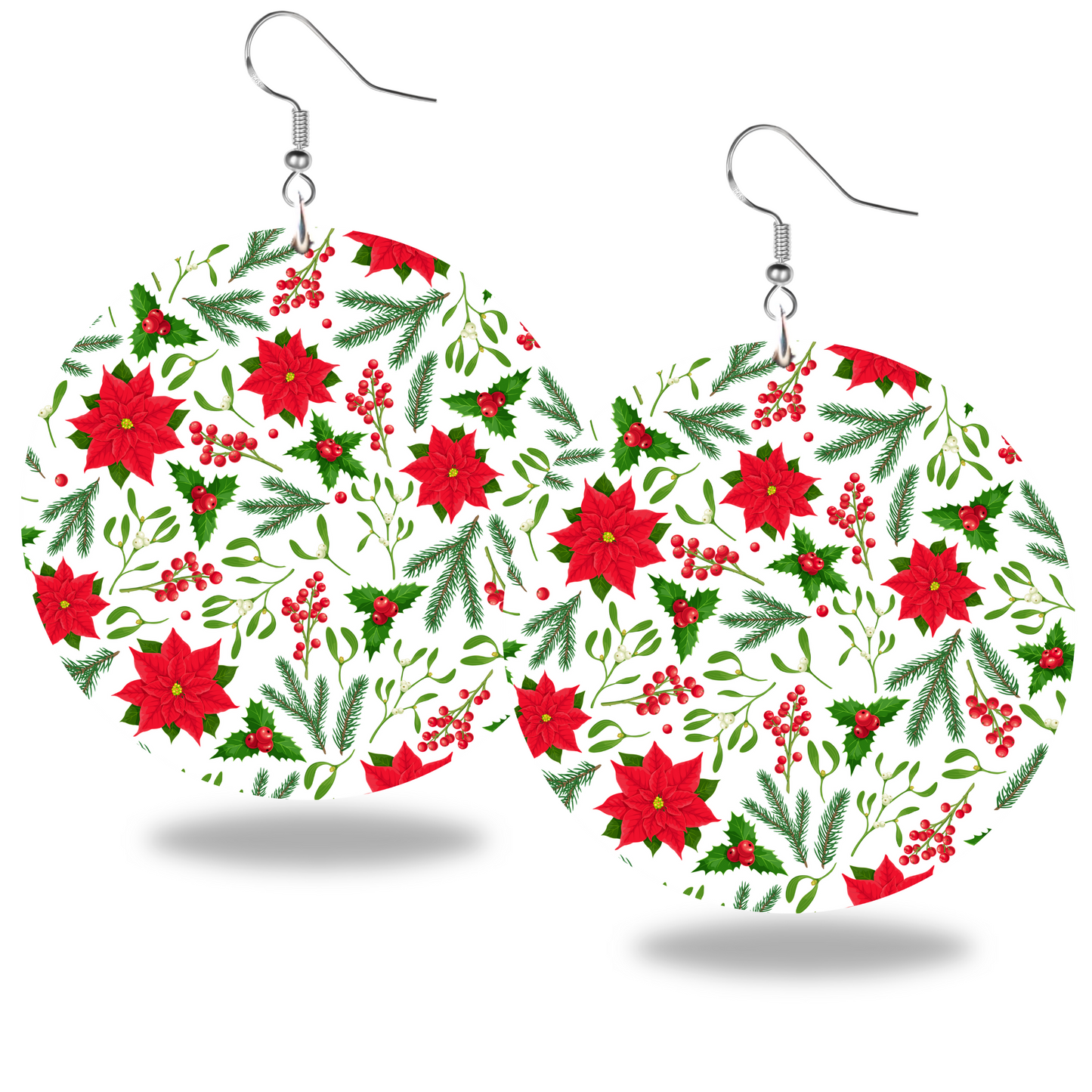 Deck the Halls Earrings - Glitter Embellished - 2" Circle