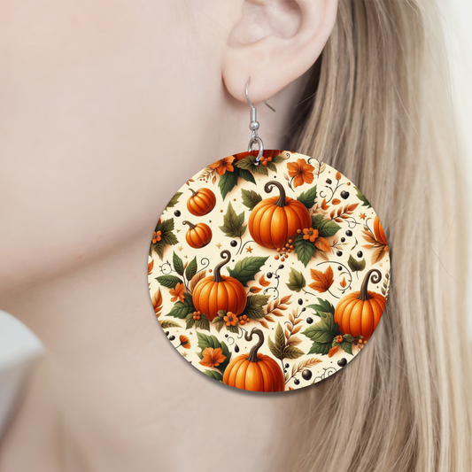 Pumpkin Patch Earrings- 2" Circle