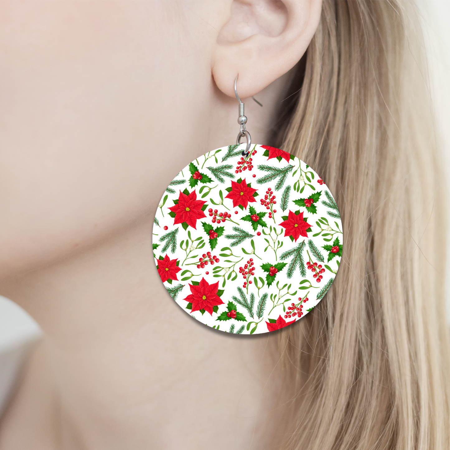 Deck the Halls Earrings - Glitter Embellished - 2" Circle