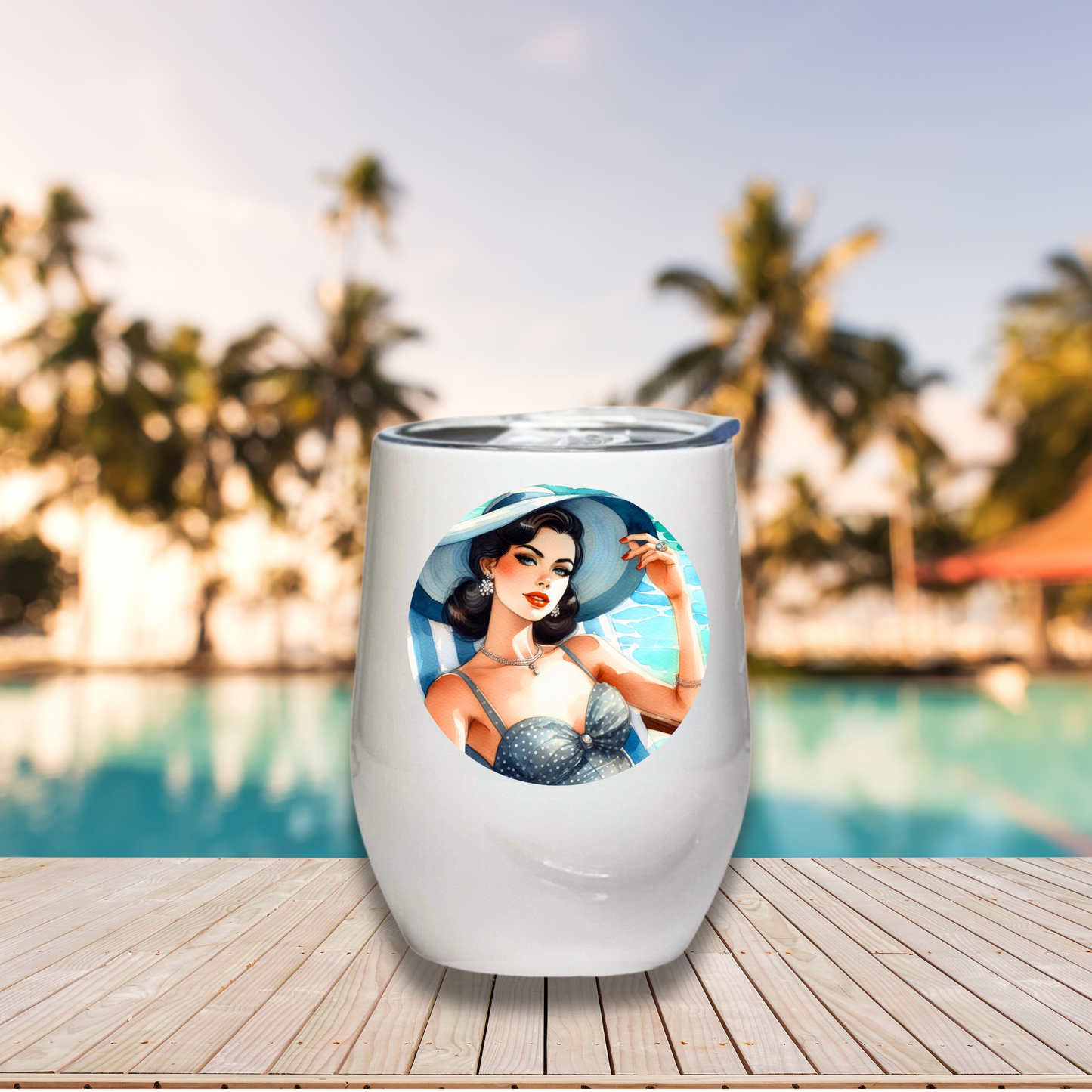 Poolside Beauties - Vintage Vixen - 12oz Tumbler