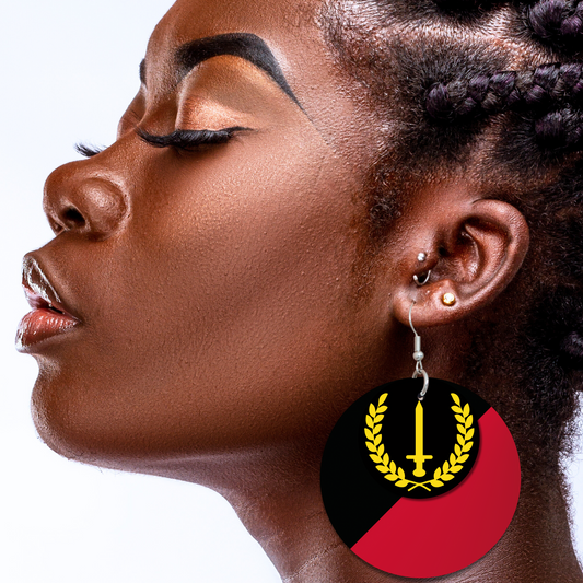 Black American Heritage Flag Earrings - 2" Circle