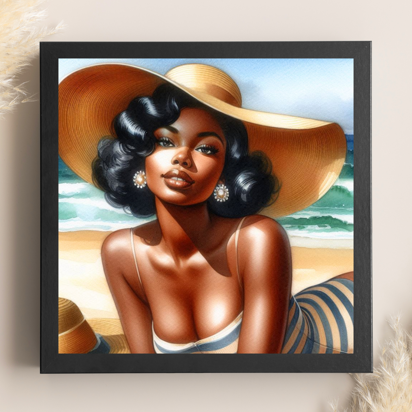 Beach Belles - Sunkissed Stunner- 6" x 6" Canvas Print