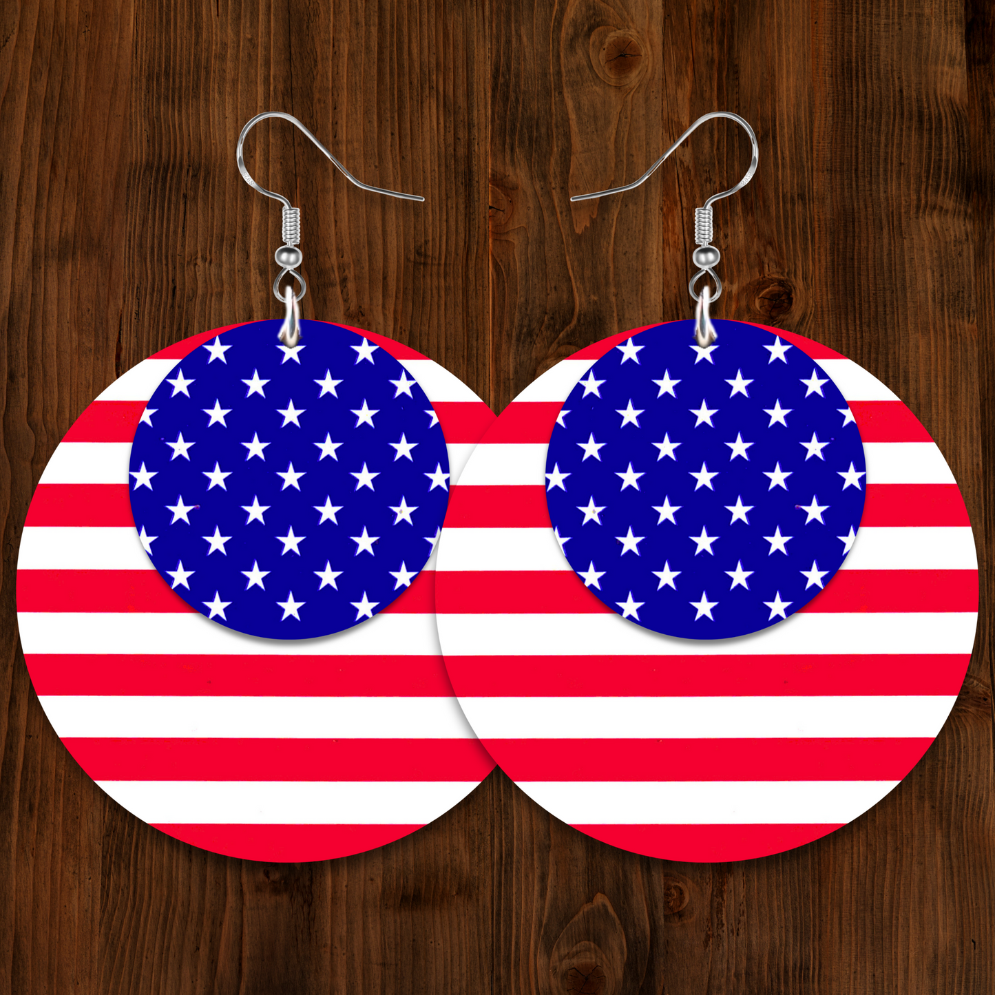 American Flag Earrings - 2" Circle