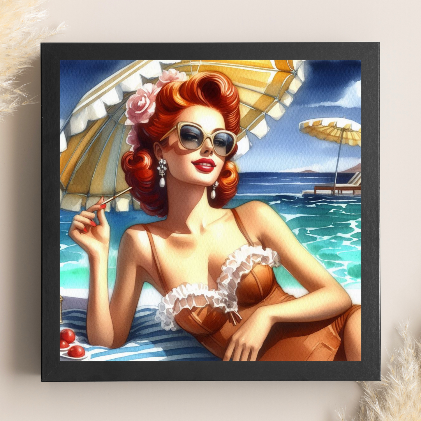 Beach Belles - Seaside Siren- 6" x 6" Canvas Print