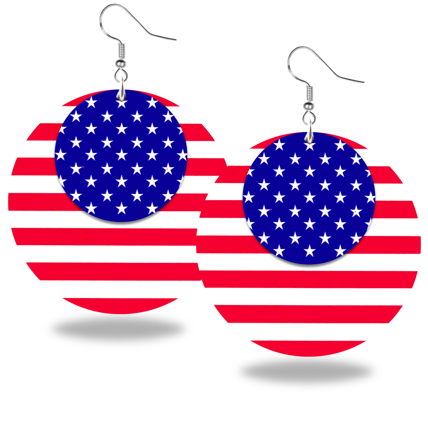 American Flag Earrings - 2" Circle