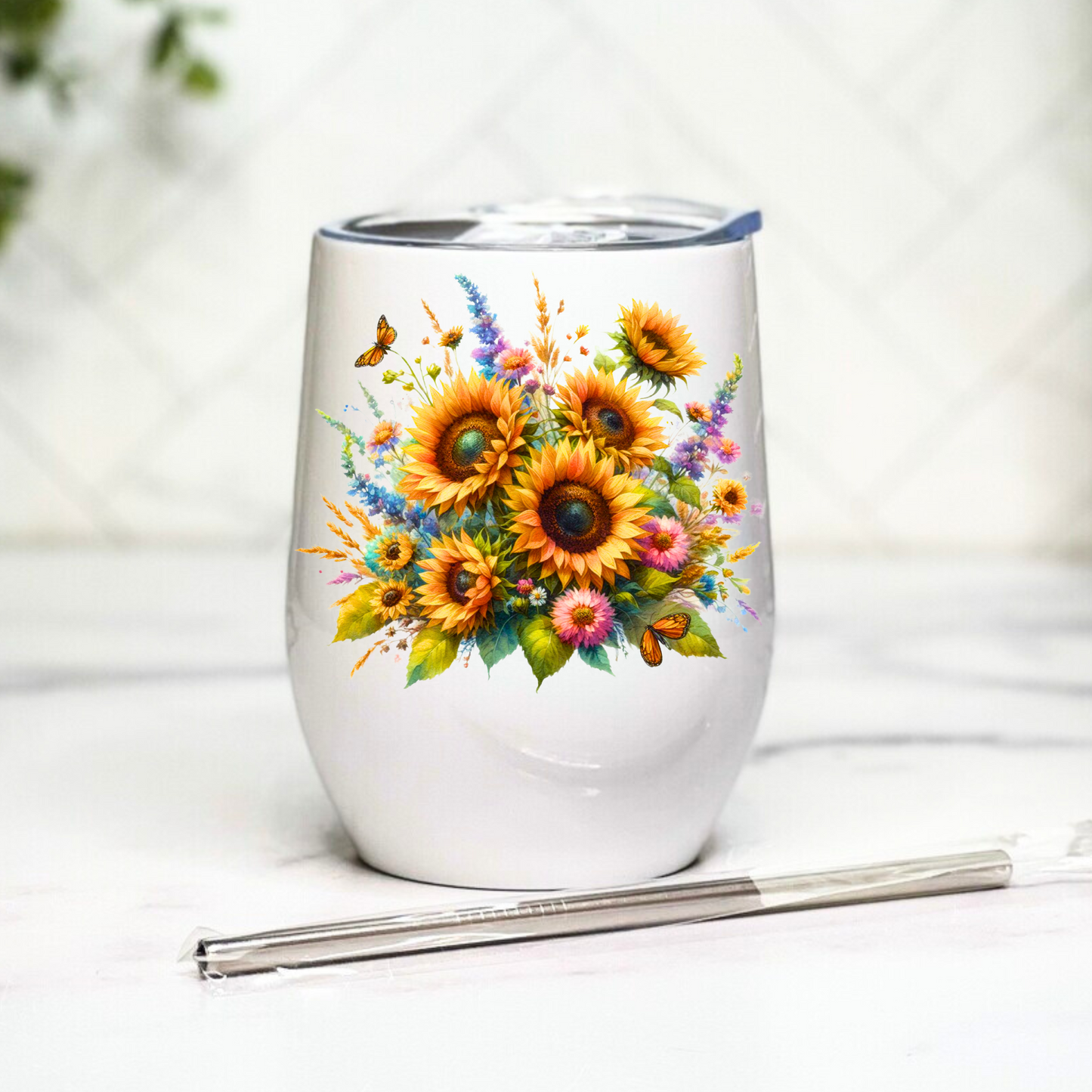 Fancy Floral - Sunflowers - 12oz Tumbler