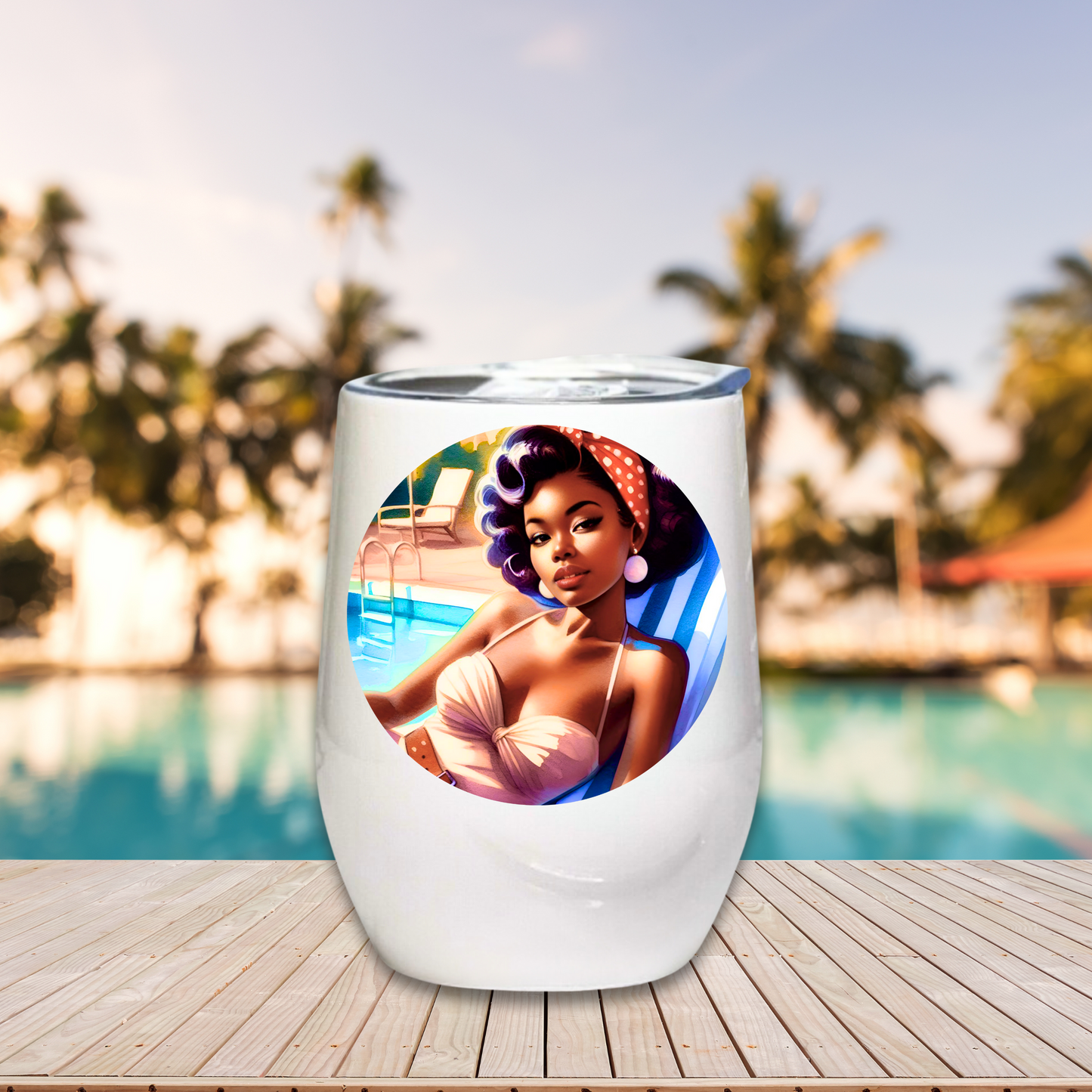 Poolside Beauties - Sable Seductress - 12oz Tumbler