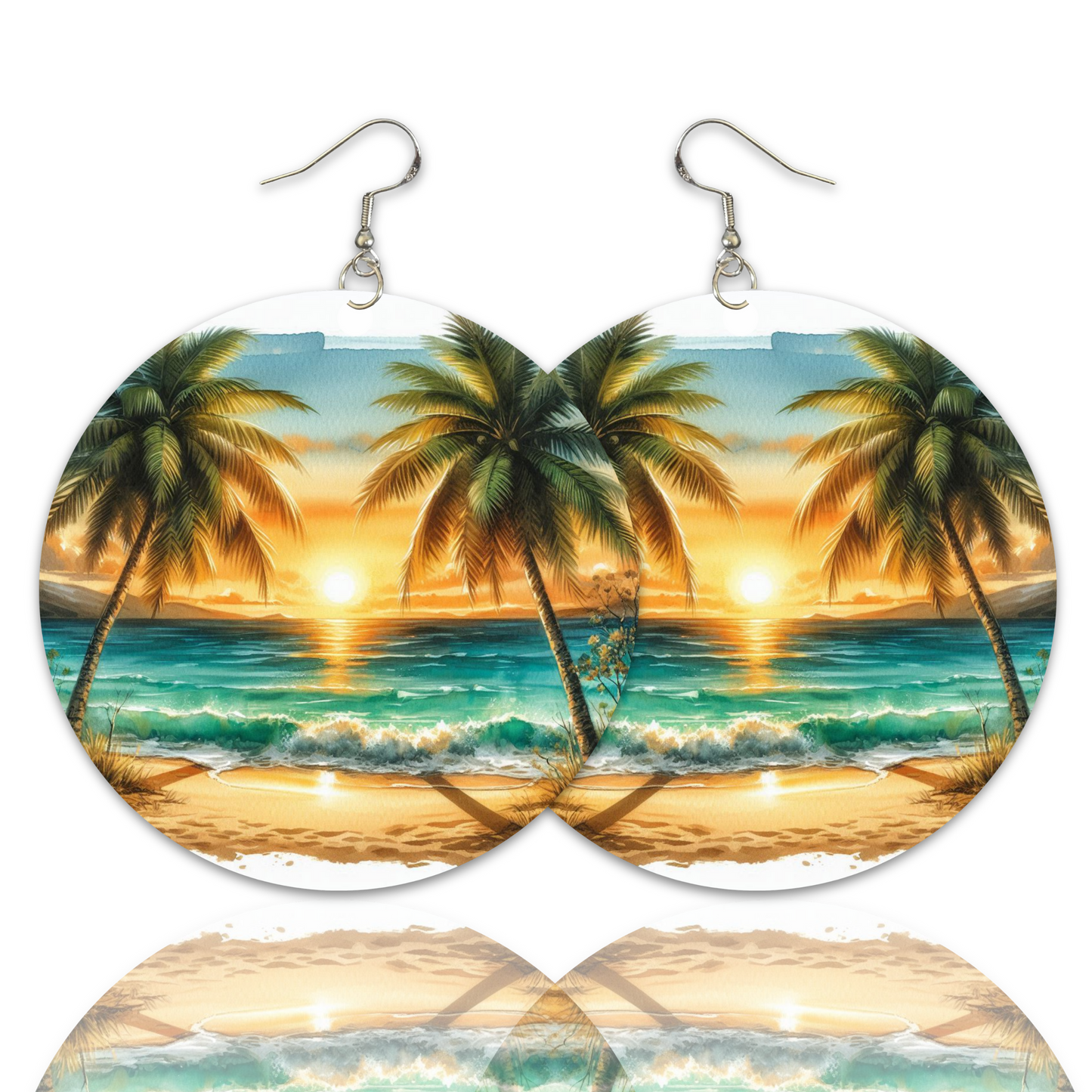 Palm Tree Paradise Earrings - 2" Circle