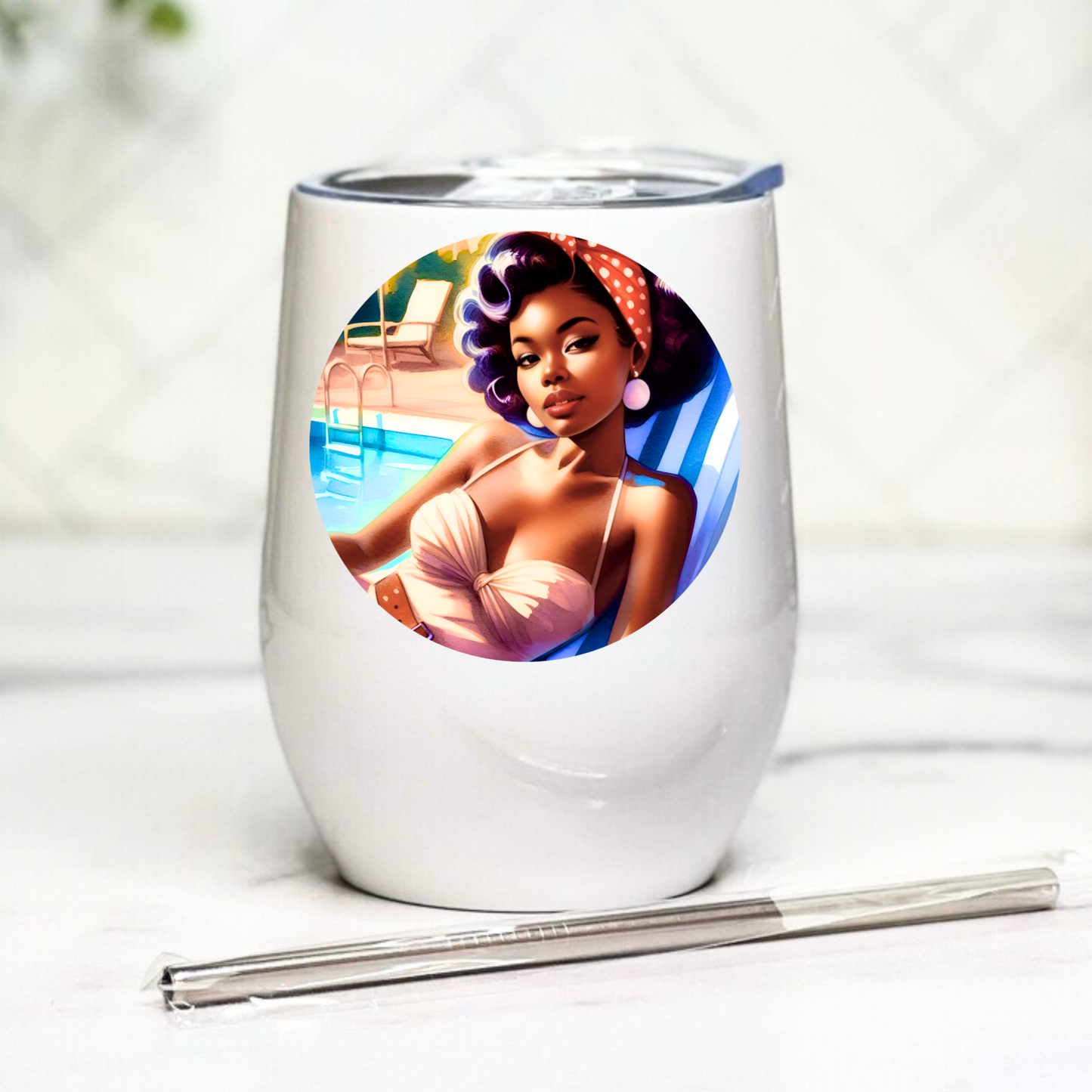 Poolside Beauties - Sable Seductress - 12oz Tumbler