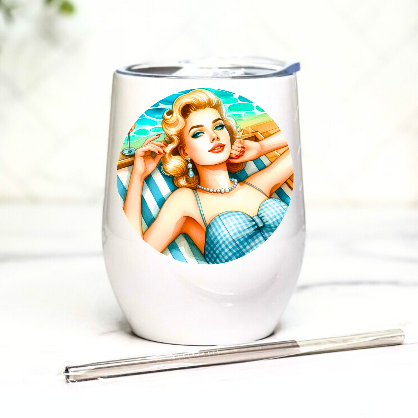 Poolside Beauties - Blonde Bombshell - 12oz Tumbler