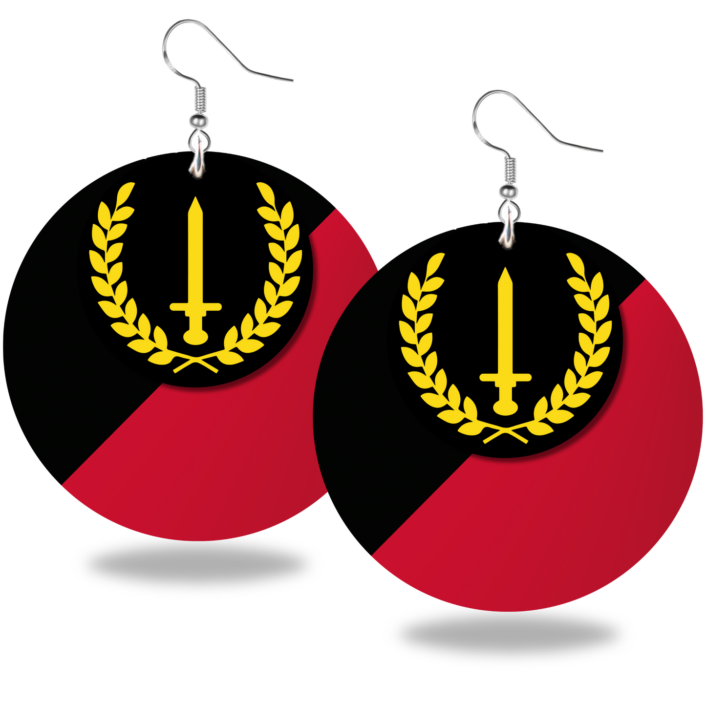 Black American Heritage Flag Earrings - 2" Circle