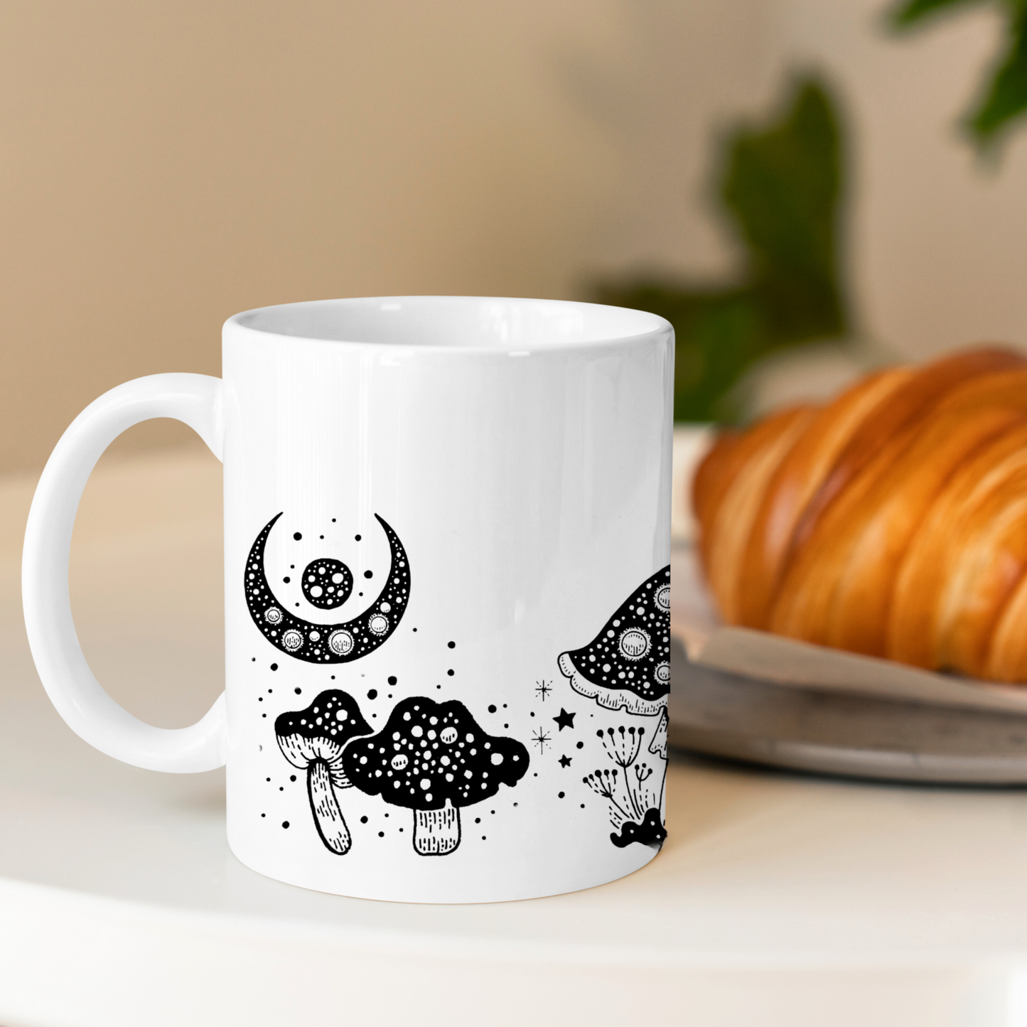 Black and White Mushroom Garden Mug-15oz