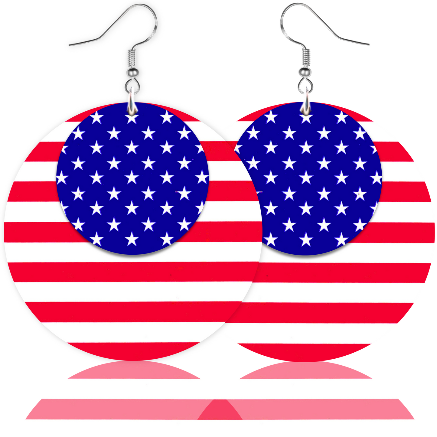 American Flag Earrings - 2" Circle