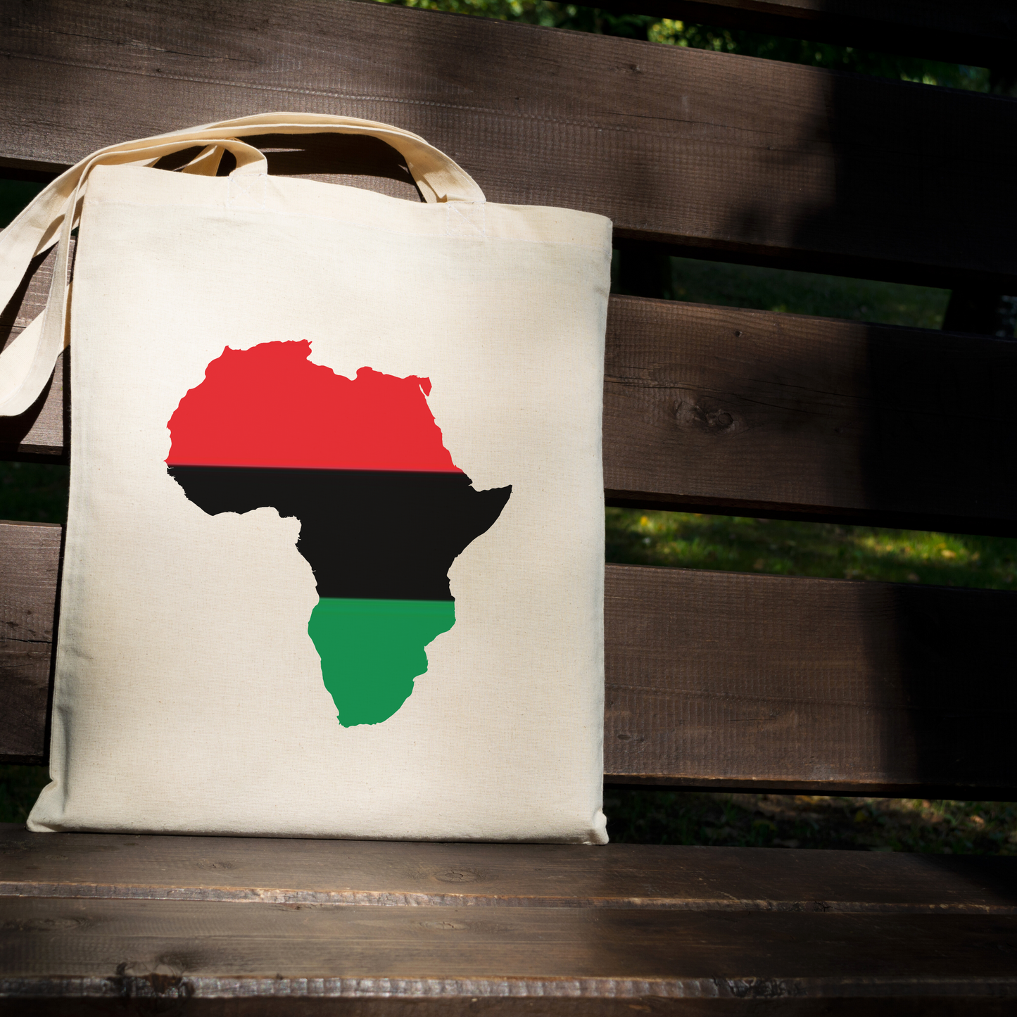 Africa - Red, Black, & Green Tote - 15" x 15"