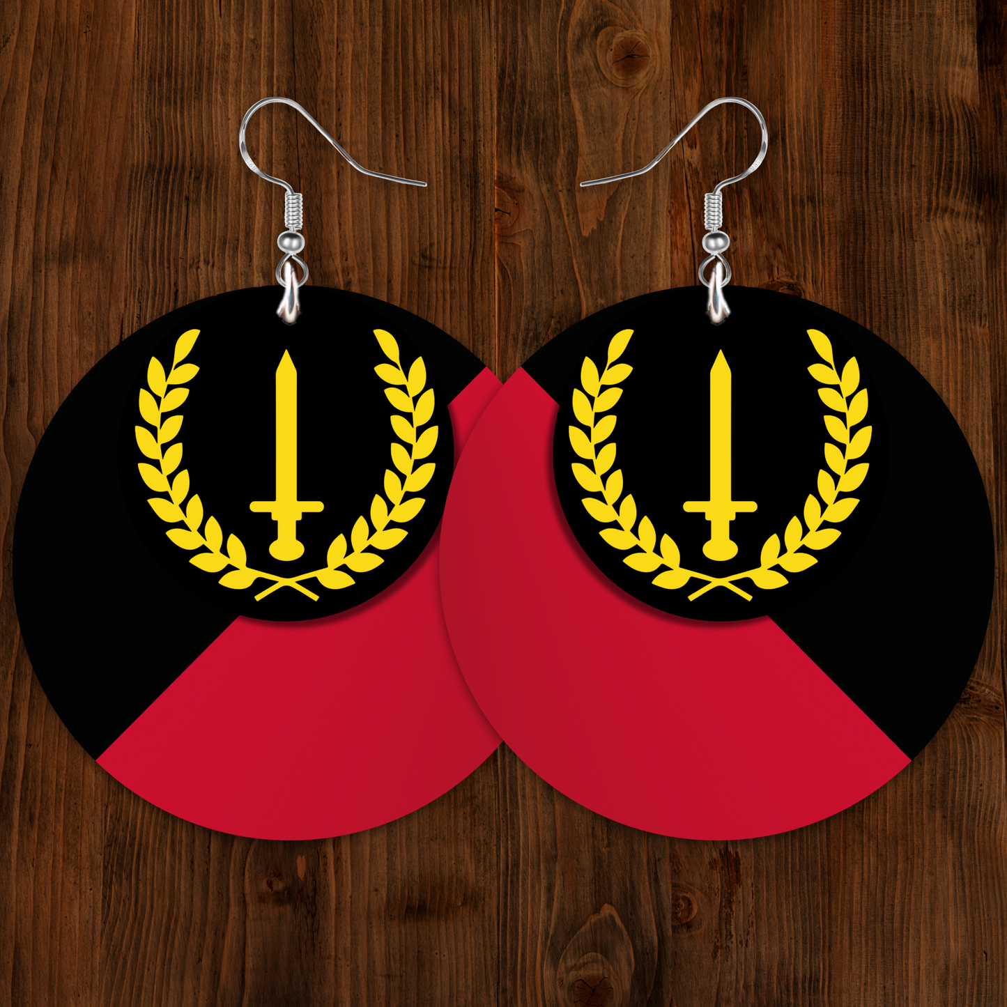 Black American Heritage Flag Earrings - 2" Circle