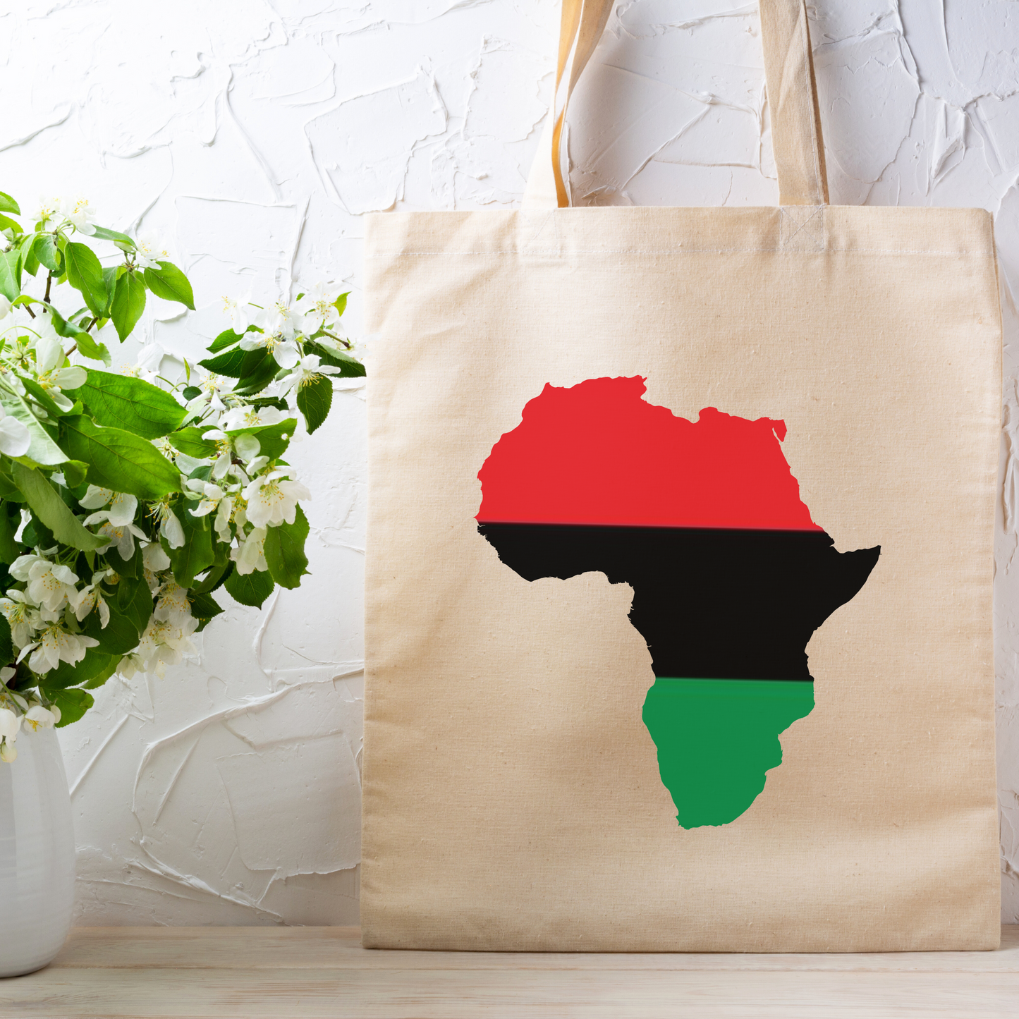 Africa - Red, Black, & Green Tote - 15" x 15"