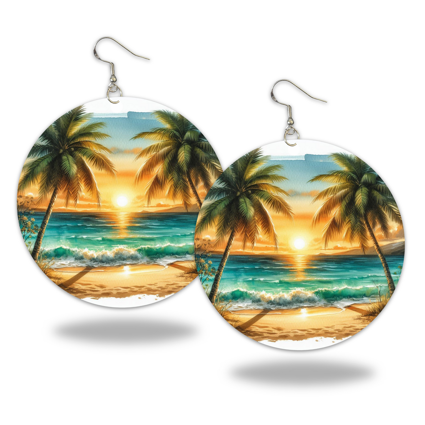 Palm Tree Paradise Earrings - 2" Circle