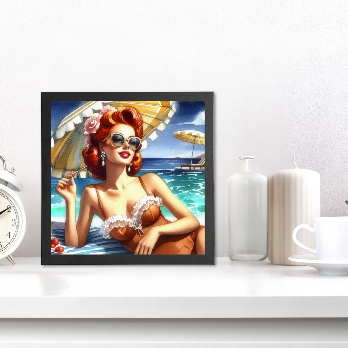 Beach Belles - Seaside Siren- 6" x 6" Canvas Print