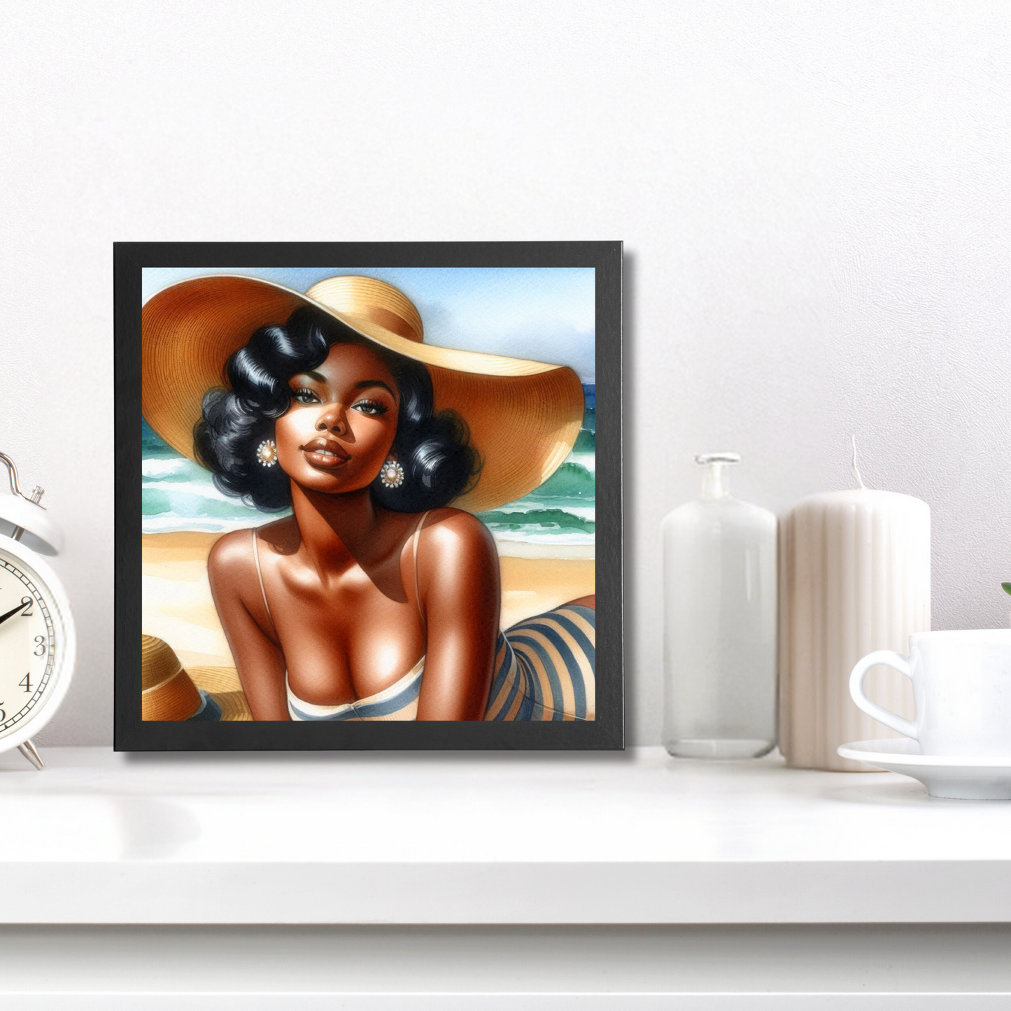 Beach Belles - Sunkissed Stunner- 6" x 6" Canvas Print