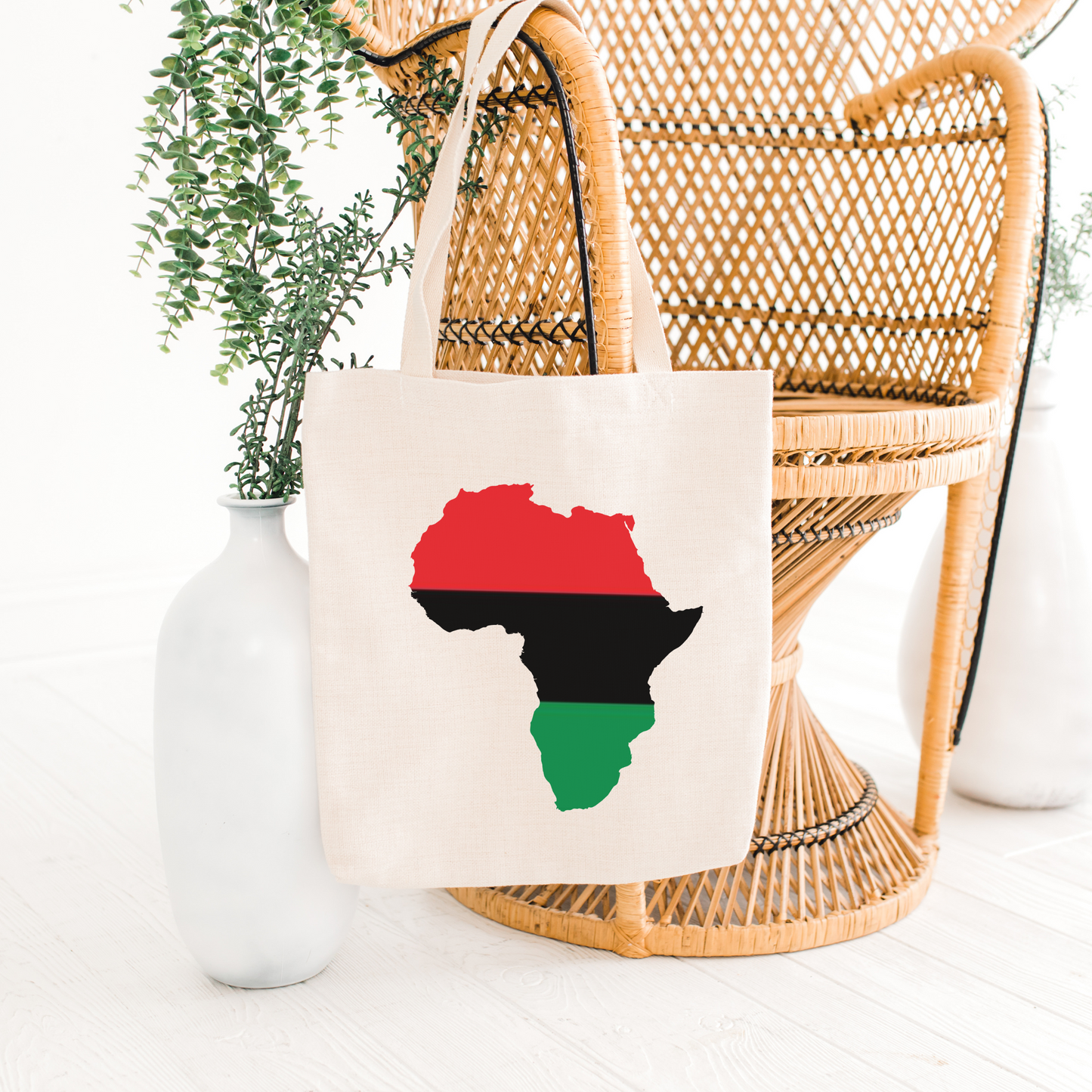 Africa - Red, Black, & Green Tote - 15" x 15"