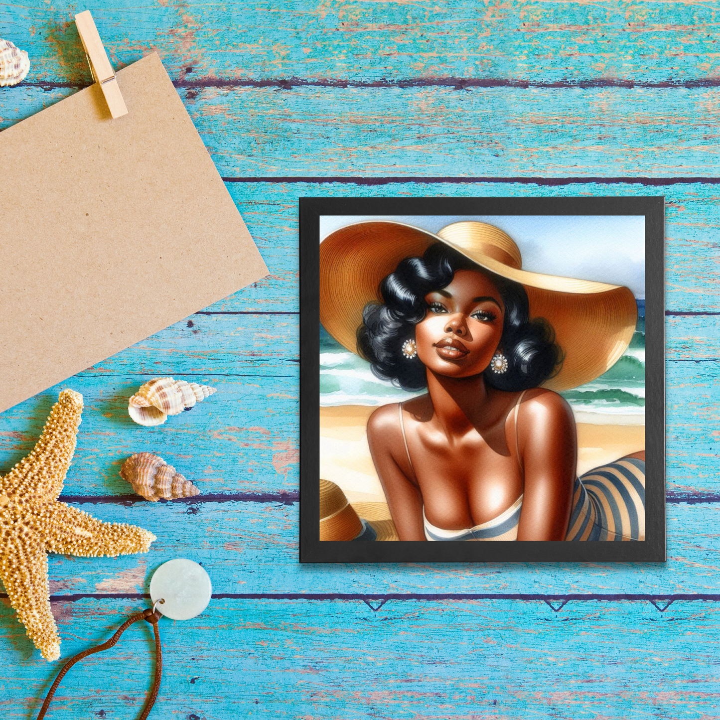 Beach Belles - Sunkissed Stunner- 6" x 6" Canvas Print