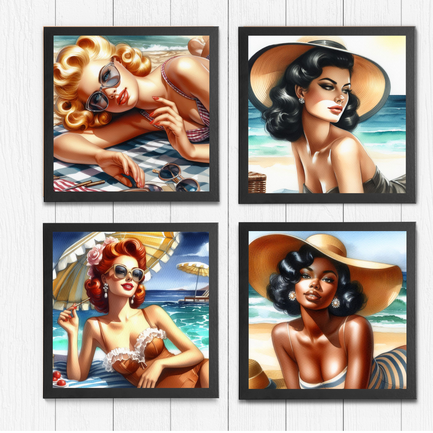 Beach Belles - Sunkissed Stunner- 6" x 6" Canvas Print