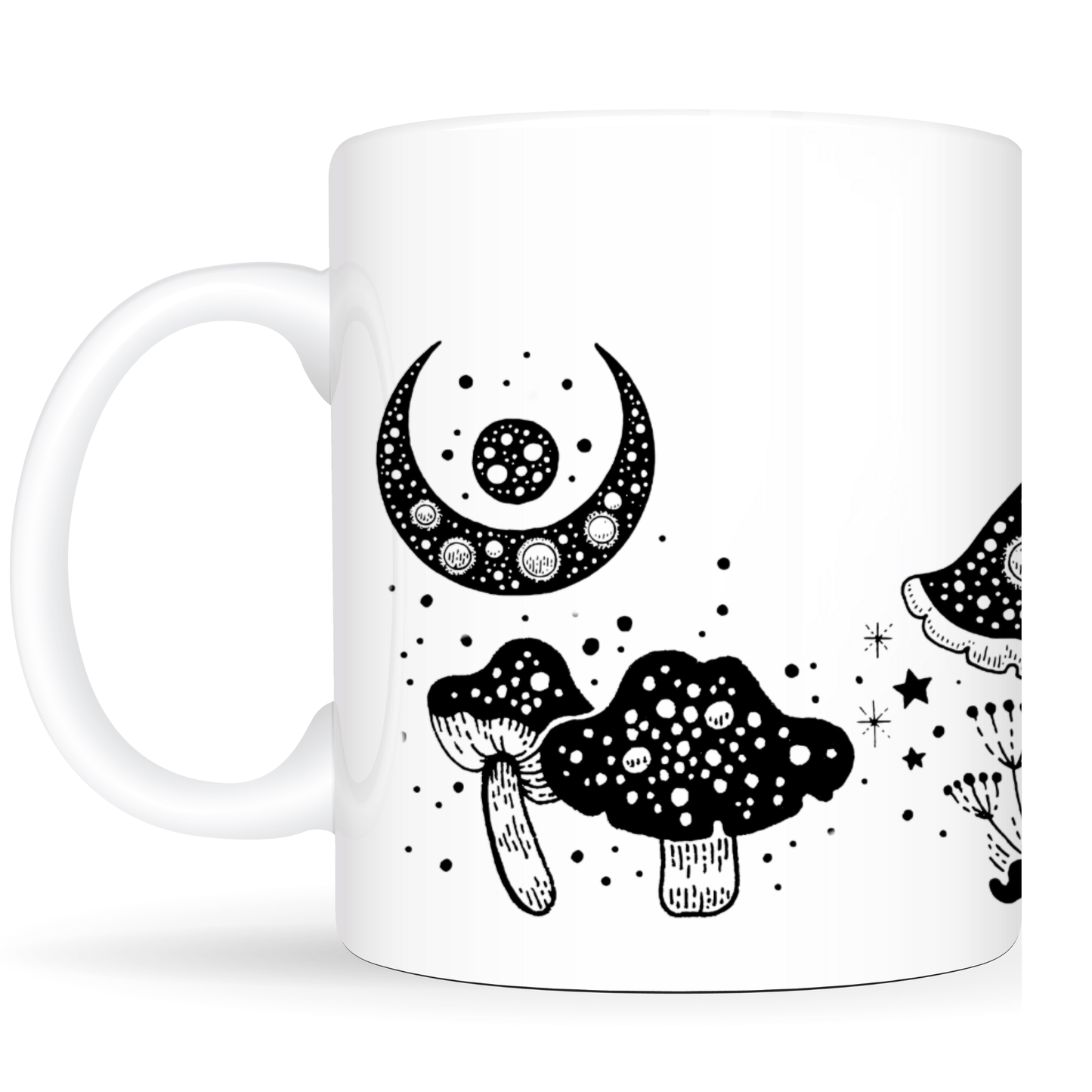 Black and White Mushroom Garden Mug-15oz