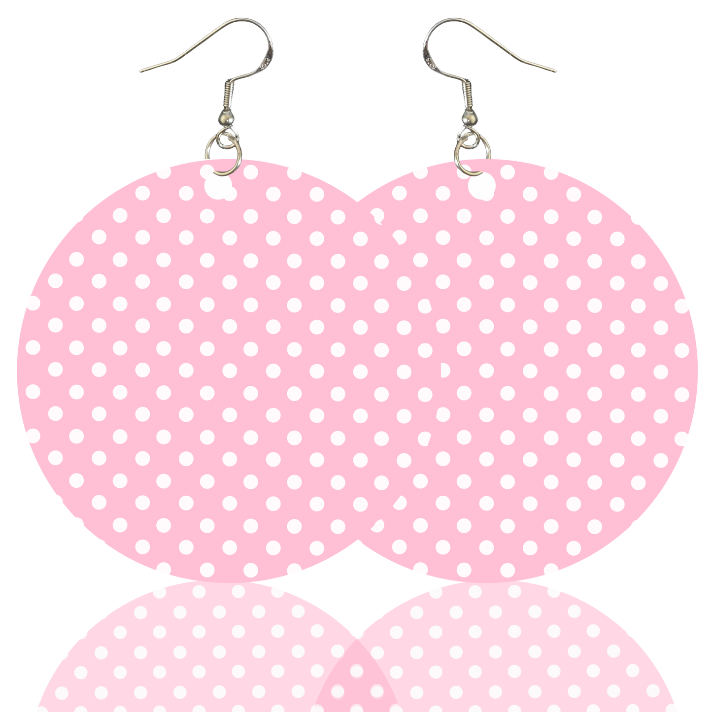 Pink and White Polka Dot Earrings - 2" Circle