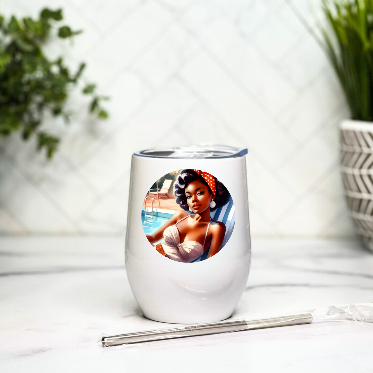 Poolside Beauties - Sable Seductress - 12oz Tumbler